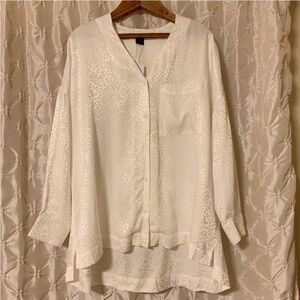 French Connection Shirt Chofa Drape V Neck Button Down Ivory Animal Print